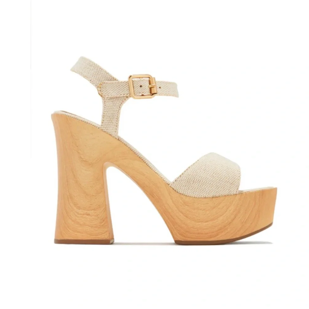 Natural Platform Block Heels - Picture 4 of 7